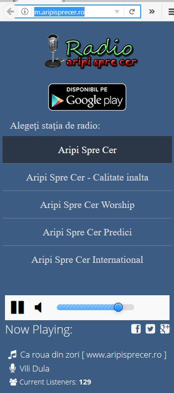 Pagina mobila Radio Crestin Aripi Spre Cer